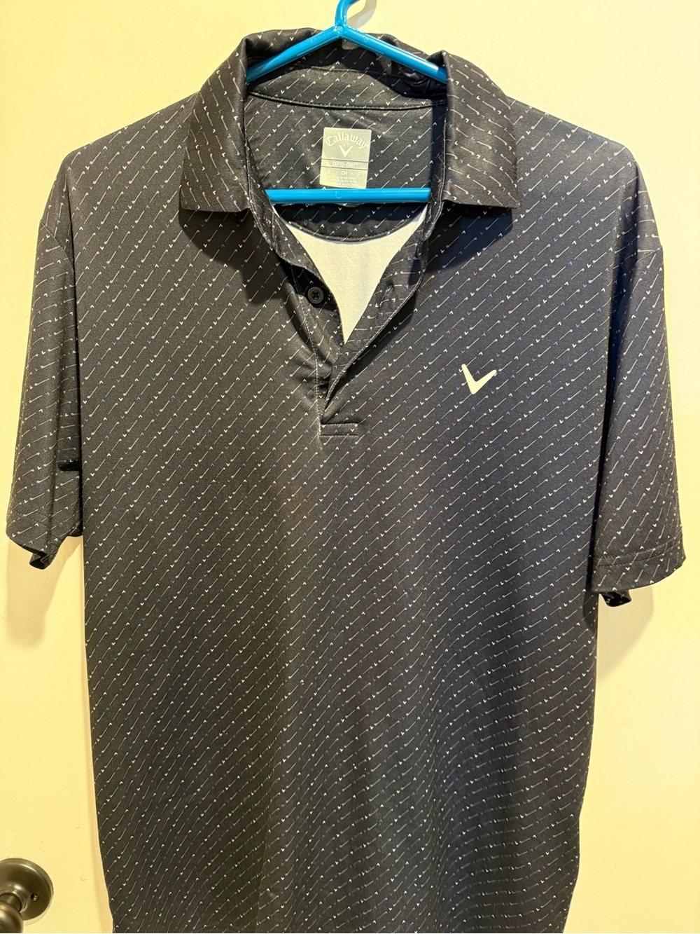 Callaway Men’s Black Polo with Subtle Diagonal Print